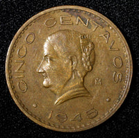 Mexico Bronze 1945 5 Centavos Josefa Ortiz de Domínguez KM# 424 (27 429)