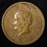 Mexico Bronze 1945 5 Centavos Josefa Ortiz de Domínguez KM# 424 (27 429)