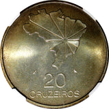 BRAZIL Silver 90% 1972 20 Cruzeiros 150th Anniv.of Independence NGC MS65 KM# 583