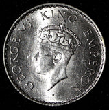 India-British George VI Silver 1940 (B) 1/4 Rupee  2.92 g.UNC KM# 545 (28 772)
