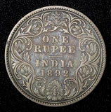 India-British Victoria Silver 1892 B incuse Rupee VF .Nice Toned KM# 492 (561)