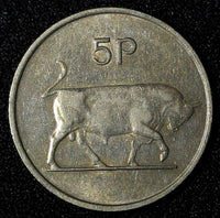 Ireland Republic Copper-Nickel 1971 5 Pence Bull KM# 22 (28 025)