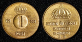 Sweden Gustaf VI Adolf Bronze 1953 TS 1 Ore GEM BU Toned KM# 820 (30 264)