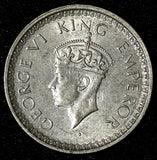 India-British George VI Silver 1945 (L)  1/2 Rupee UNC Toned  KM# 552 (28 828)