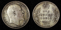 India-British Edward VII Silver 1906 Rupee Silver (.917) XF KM# 508 (27 567)