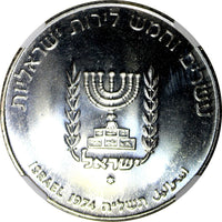 Israel Silver 1974 25 Lirot NGC MS67 GEM BU David Ben Gurion KM# 79.1 (033)