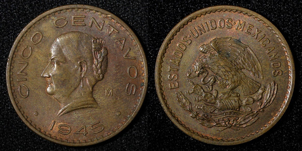 Mexico Bronze 1945 5 Centavos Josefa Ortiz de Domínguez KM# 424 (27 427)