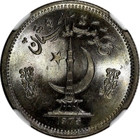 Pakistan 1975 50 Paisa Nice Toned NGC MS65 TOP GRADED KM# 38 (46)