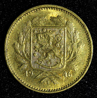 Finland Brass 1946 S 5 Markkaa 1st YEAR TYPE UNC KM# 31a (27 643)