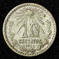 Mexico ESTADOS UNIDOS MEXICANOS Silver 1928 10 Centavos KM#431  (27 423)