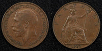 GREAT BRITAIN George V Bronze 1922 Farthing KM# 808.2 (26 609)