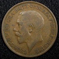 Great Britain George V Bronze 1922 1/2  Penny KM# 809 (24 233)