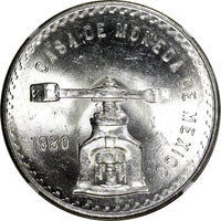 MEXICO Silver 1980 Mo Onza Scale  NGC MS63 GEM BU KM# M49b.5 (11)