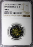 HUNGARY Bimetallic 1996 BP 100 Forint NGC MS64 GEM BU COIN KM# 721 (018)