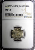 JORDAN  AH1383  1964 20 Fils Mintage-3.000 NGC MS68 TOP GRADED KM# 13 (0)