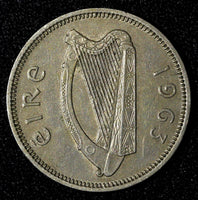 Ireland Republic Copper-Nickel 1963 Shilling Bull KM# 14a (28 022)