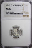 GUATEMALA Silver 1960 5 Centavos NGC MS62  KM# 261 (023)