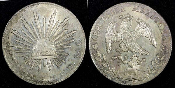 MEXICO Silver 1897 CN AM 8 Reales Culiacan Mint Luster aUNC/UNC KM# 377.3 (279)