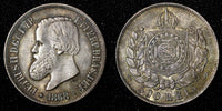 BRAZIL Pedro II Silver 1868 500 Reis Rio de Janeiro Nice Toned KM# 477  (27 513)