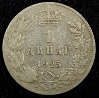 Yugoslavia 	Alexander I Nickel-Bronze 1925 1 Dinar KM# 5 (24 532)