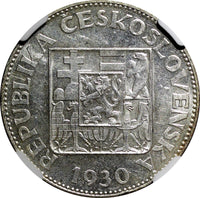 Czechoslovakia Silver 1930 10 Korun 30 mm NGC MS62  KM# 15 (045)