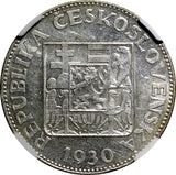 Czechoslovakia Silver 1930 10 Korun 30 mm NGC MS62  KM# 15 (045)