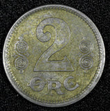 Denmark Christian X Iron 1918 2 Øre WWI Issue 1 YEAR TYPE XF KM# 813.1a (26 892)