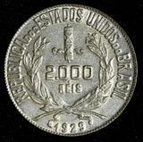 Brazil Silver 1929 2000 Reis Rio de Janeiro Mint 26mm KM# 526 (28 534)