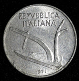 Italy Aluminum 1971 R 10 Lire Rome Mint KM# 93 (28 663)