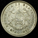 GUATEMALA Silver 1955 10 Centavos Casa de Moneda de Guatemala KM# 256.1 (2 562)