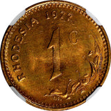 Rhodesia Bronze 1977 1 Cent NGC MS64 RD NICE FULL RED TONING KM# 10 (022)