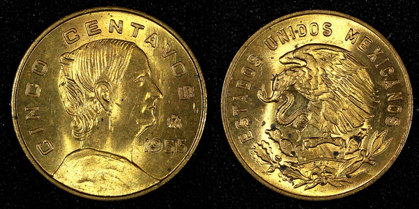 Mexico ESTADOS UNIDOS MEXICANOS 1955 5 Centavos Better Date BU KM# 426 (27 389)