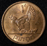 Ireland Republic Bronze 1968 1 Penny hen with chicks KM# 11 (28 988)