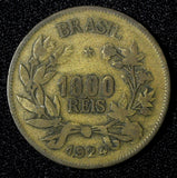 BRAZIL Aluminum-Bronze 1924 1000 Reis 1st Year Type KM# 525 (27 662)