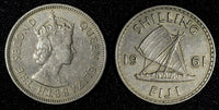 Fiji Elizabeth II Copper-Nickel 1961 1 Shilling KM# 23 (27 970)