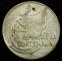 GUATEMALA Silver 1943 25 Centavos Mintage-900,000 Philadelphia Mint KM# 253 (57)