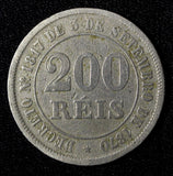 BRAZIL Pedro II Copper-Nickel 1874 200 Reis 32 mm KM# 478 (27 810)