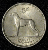 Ireland Republic Copper-Nickel 1960 6 Pence Wolfhound  KM# 13a (28 972)