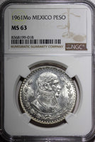 Mexico ESTADOS UNIDOS MEXICANOS Silver 1961 Peso Jose Morelos NGC MS63 KM#459(8)