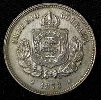 BRAZIL Pedro II  1878 100 Reis Rio de Janeiro BETTER DATE  XF KM# 477  (27 512)