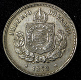 BRAZIL Pedro II  1878 100 Reis Rio de Janeiro BETTER DATE  XF KM# 477  (27 512)