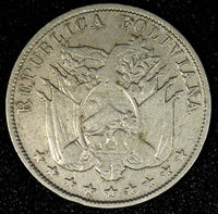 BOLIVIA 1892 H 5 Centavos Heaton Birmingham Mint 1 Year Type KM# 171 (24 829)