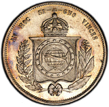 BRAZIL Pedro II Silver 1863 2000 Reis  37 mm PCGS AU Detail AR-0.91 KM# 466 (93)