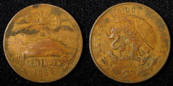 MEXICO  Bronze 1956 Mo 20 Centavos  KM# 440 (27 541)