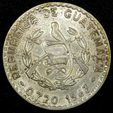Guatemala Silver 1963 50 Centavos 31 mm Toned KM# 264 (24 653)