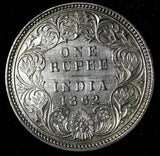 India-British Victoria Silver 1862 (B) Rupee Better Date aUNC KM# 473.1 (28 298)