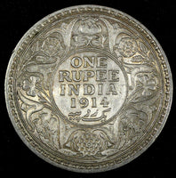 India-British George V Silver 1914 (C) Rupee Calcutta Mint KM# 524 (27 332)