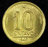 BRAZIL Aluminum-Bronze 1946 10 Centavos KM# 555a.2 (24 806)