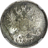 FINLAND Nicholas II Silver 1914 S 50 Penniä NGC MS65 GEM BU COIN KM# 2.2 (044)