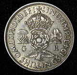 Great Britain George VI Silver 1943 Florin 2 Shillings WWII KM#855 (28 463)